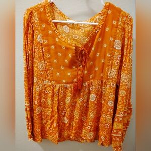 Lucky Brand Orange Floral Blouse